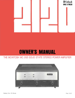 McIntosh MC-2120 - Owners manual
